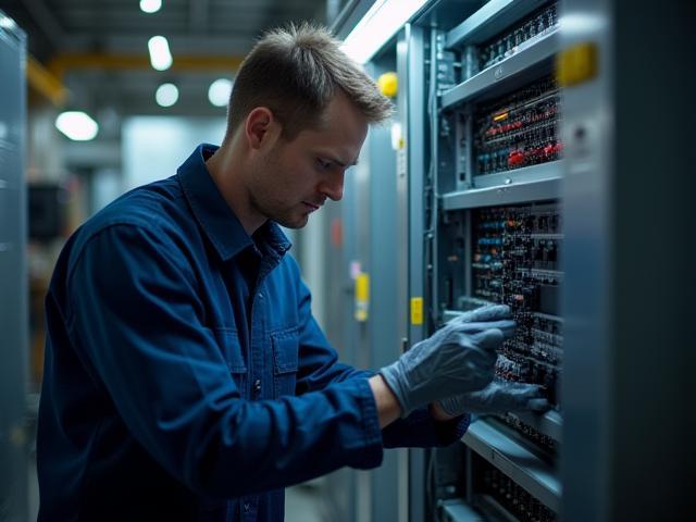 Technician working on electronics